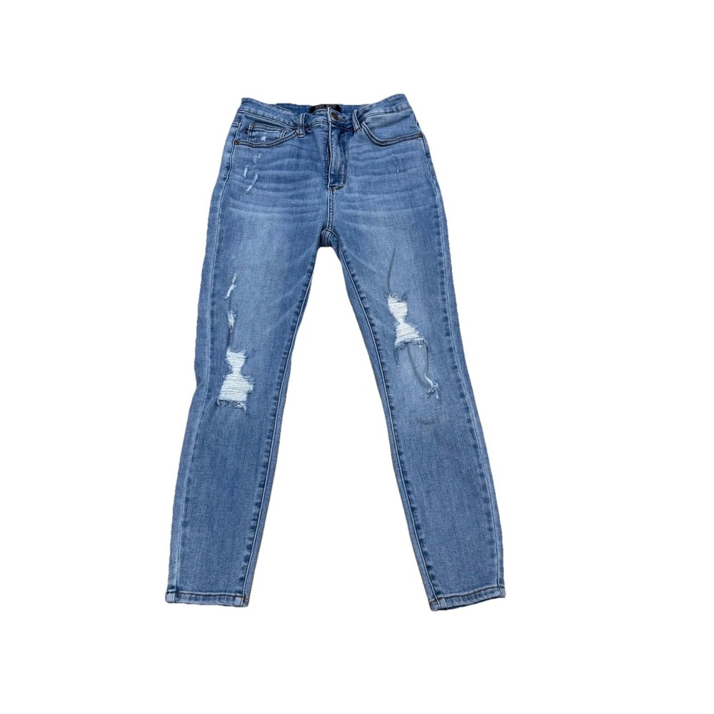 Judy Blue Control Top Skinny Jeans Womens Size 11/30 Distressed‎ High Rise Denim